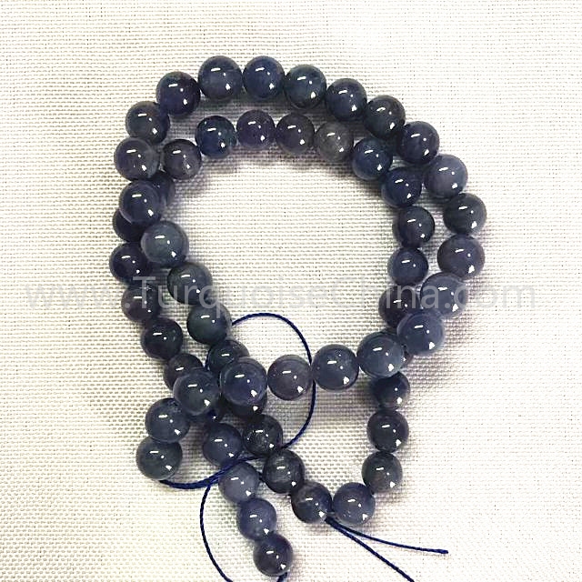 Natural Lolite round shape beads grey blue AA gemstone strings