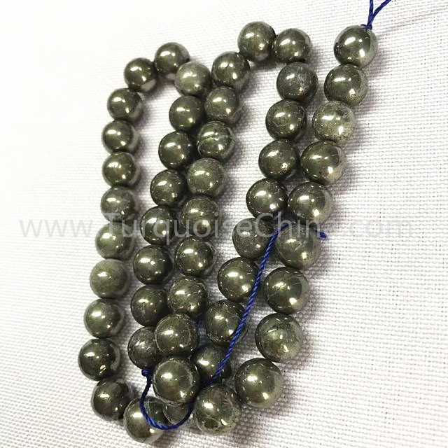 Natural Pyrite round shape beads gemstone strings