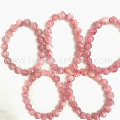 Natural pink crystal round shape beads gemstone bracelet