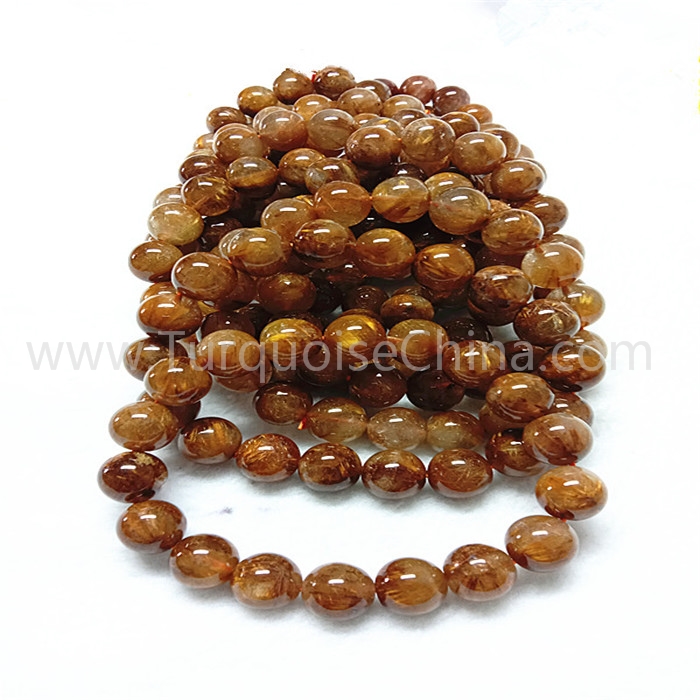 Natural Copper Rutilated Quartz round shape beads gemstone bracelet