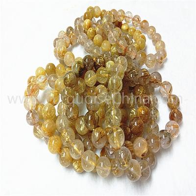 Natural golden Rutilated bracelet AA round shape beads gemstone bracelet