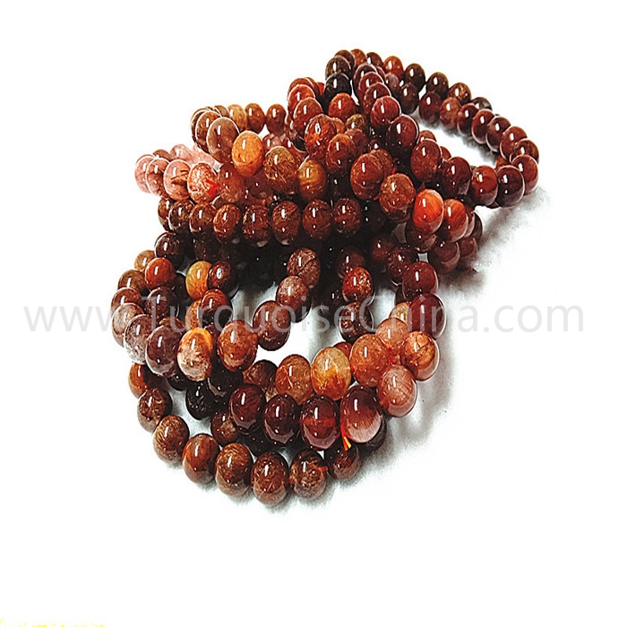 Natural red Rutilated round shape beads gemstone bracelet
