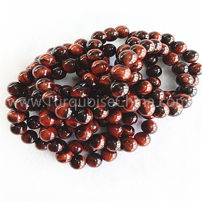 Natural red tiger eye round shape beads gemstone bracelet