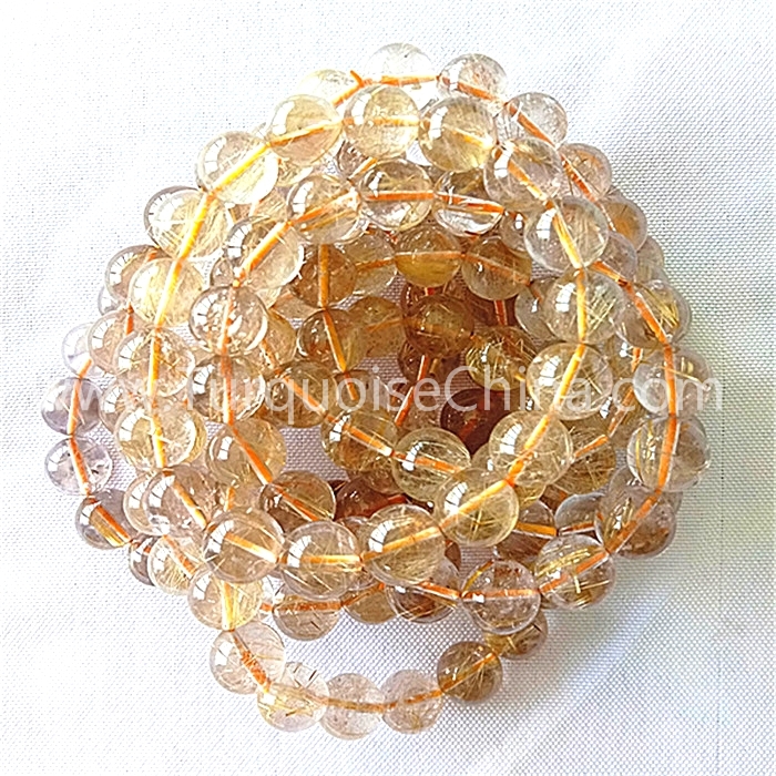 Natural golden Rutilated bracelet AAA round shape beads gemstone bracelet