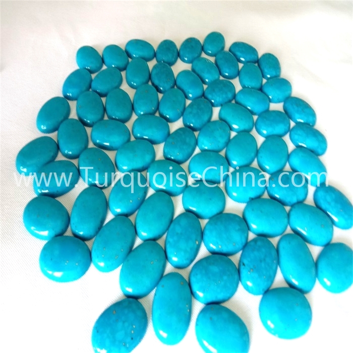Copper compressed Turquoise cabochon oval shape blue gemstone
