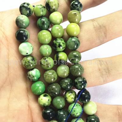 Natural Chrysotine round shape green beads gemstone strings