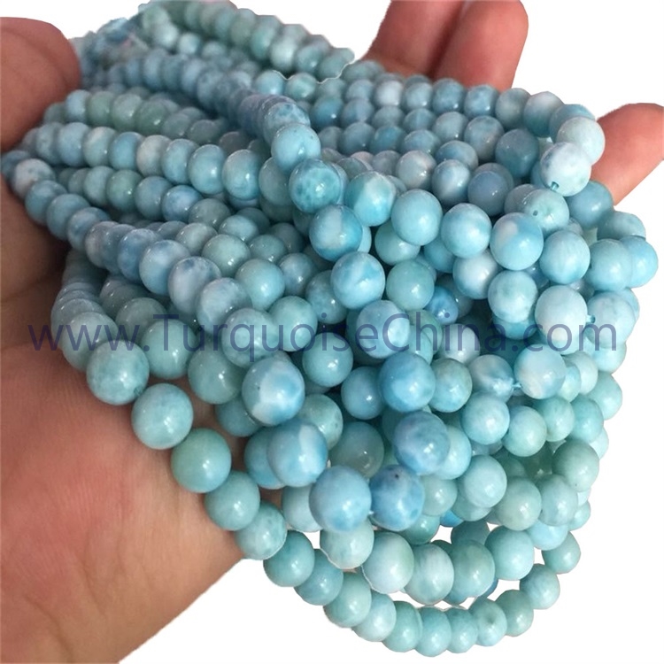 Natural Larimar round shape beads gemstone strings