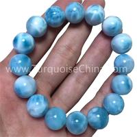 Natural Larimar round beads bracelets polishing and smooth gemstone