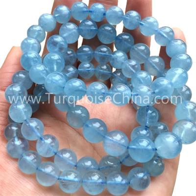 Natural Round Blue Aquamarine Bracelet/Fashion Jewelry