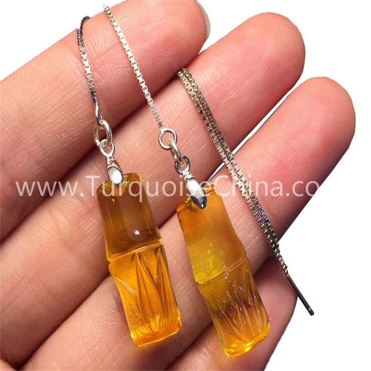 Unique Design Amber Earrings Gemstone