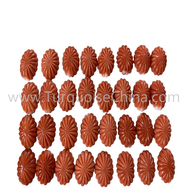 Wholesale Natural Orange Coral Cookie Shape Cabochon Gemstone For Jewelry