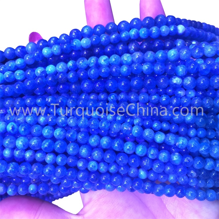 Hot-sale Blue Apatite Gemstone Round Beads Strings