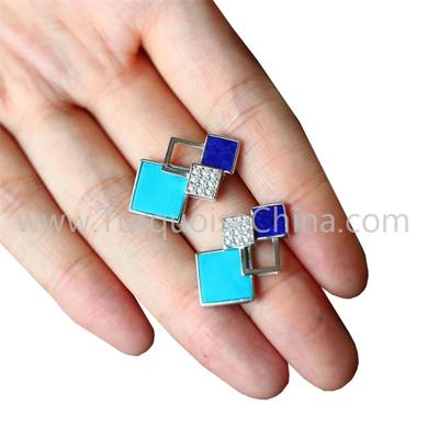 Hot-sale Natural Turquoise Square Earring Gemstone Jewelry