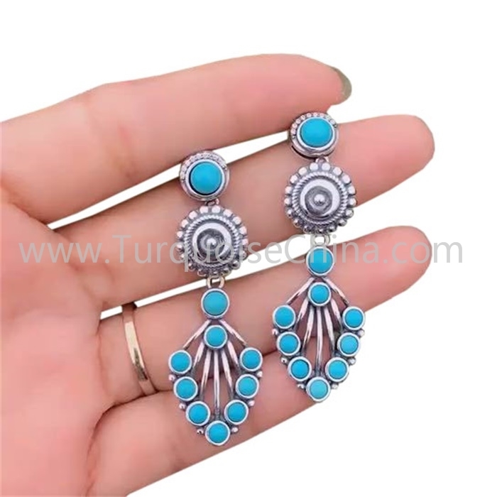 Fashion Turquoise Gemstone Earrings For Woman Turquoise Drop Earrings
