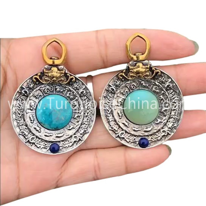 Classical Chinese zodiac and natural Turquoise pendant gemstone