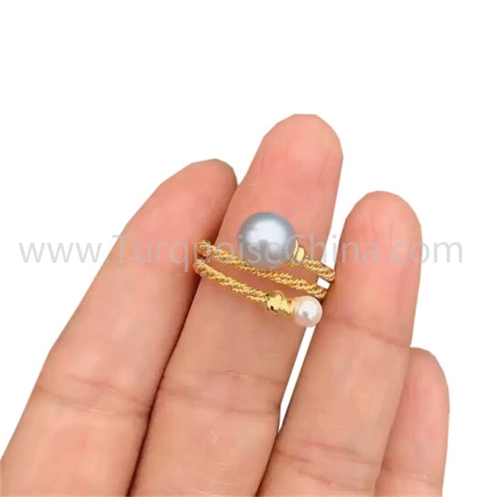 Elegant Pearl Ring Double White Beads Jewelry