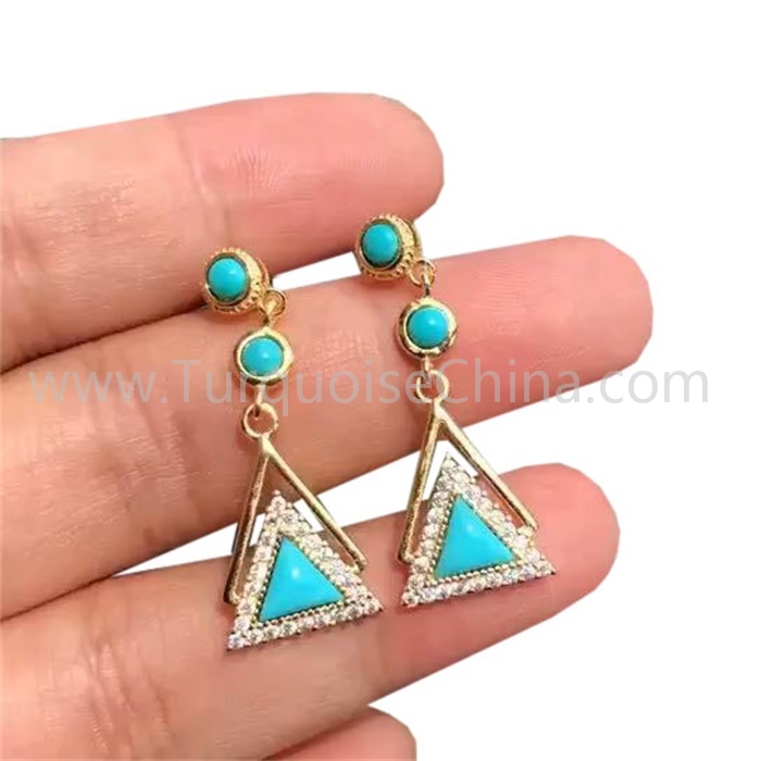 Turquoise Gemstone Earrings Triangle Dangler
