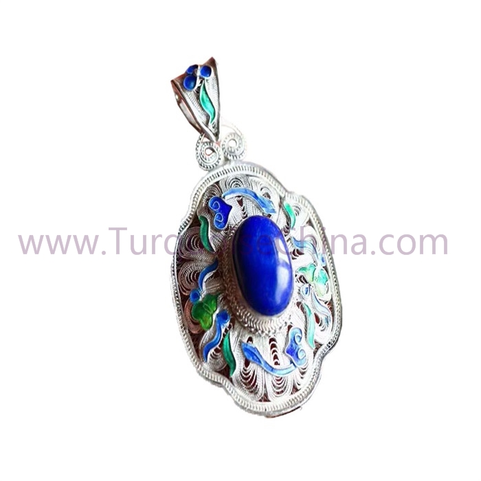 Elegant Blue Lapis Oval Pendant Woman Jewelry