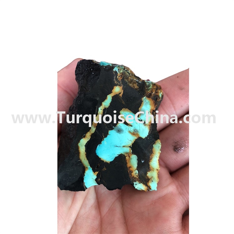 Special pattern blue and black mixture turquoise raw rough material