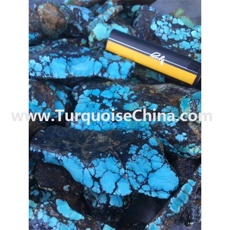Natural Spider-Web Rough Blue Turquoise For Jewelry Making
