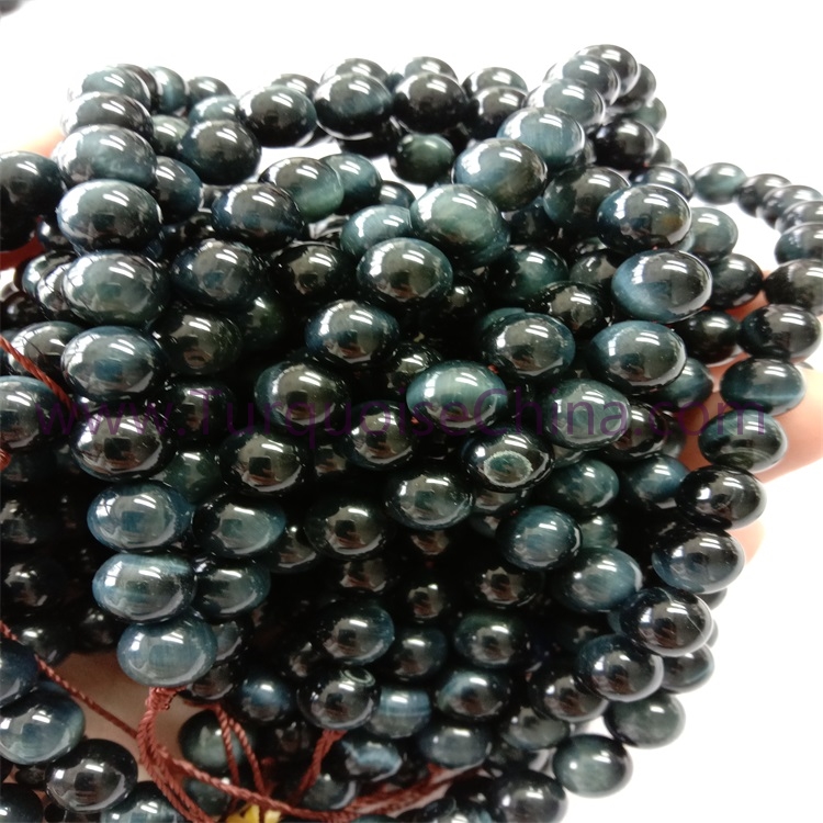 Natural blue tiger's eye stone round shape beads gemstone wholesale