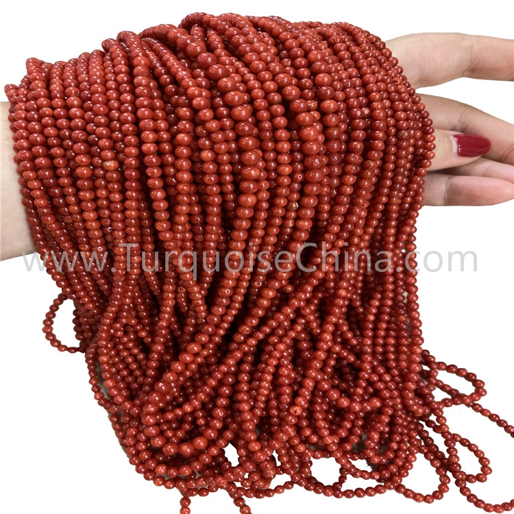 Beautiful Red Coral Round Shape Beads Wholesale Gemstone