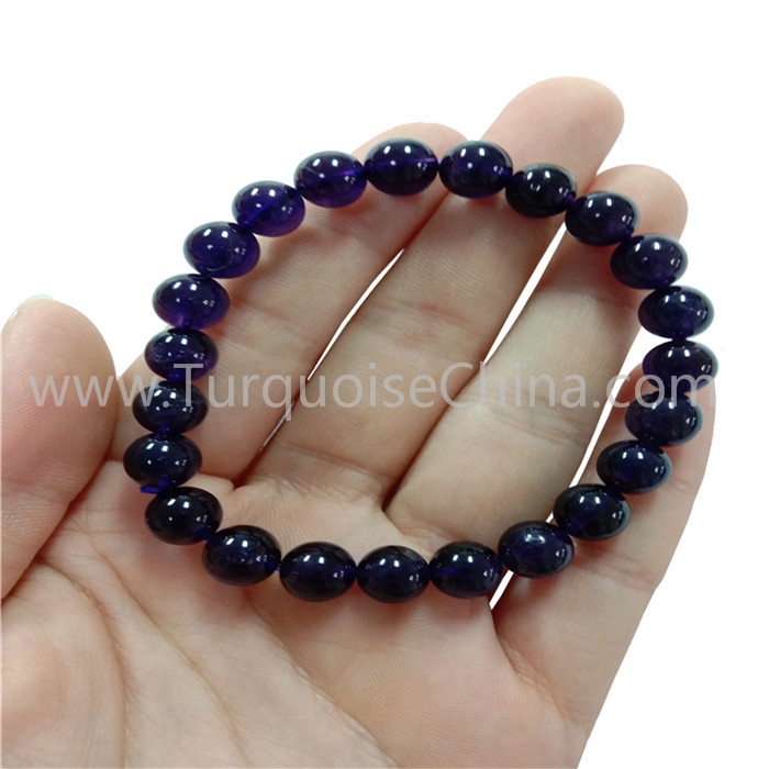 8mm Natural Black Amethyst Round Beads Bracelets Wholesale