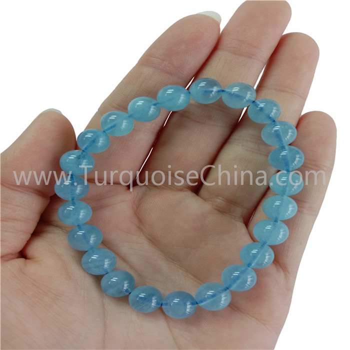 8mm Popular Blue Aquamarine Round Beads Bracelets