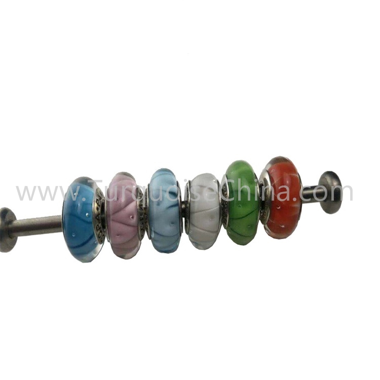 Beautiful Colored Glaze Silver Charms Beads Wholesale Handmade Gemstone