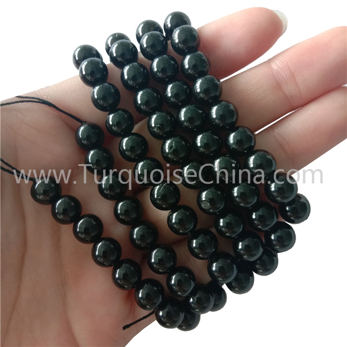 Genuine Black Spinel Smooth Round Beads Gemstone Strings