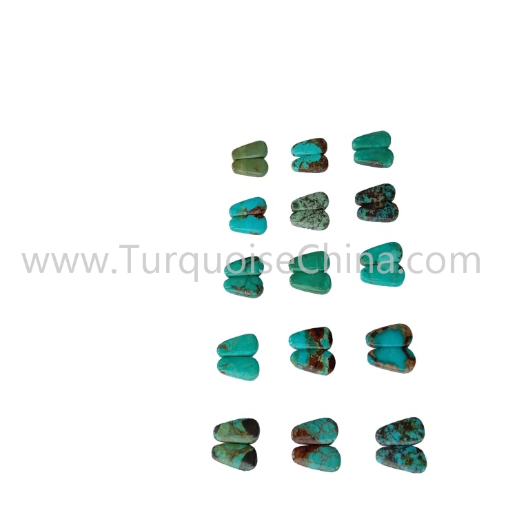 22.4x9x3.8mm Beautiful Turquoise Trapezoid Cabochon Pairs
