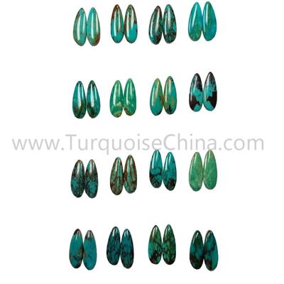 12x16x3.8mm Natural Turquoise Gemstone Pear Cabochon Pairs