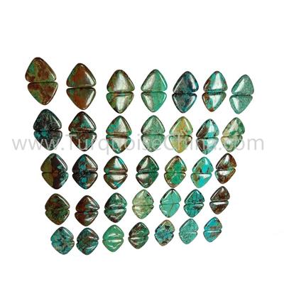34.3X21X3.8mm Genuine Turquoise Gemstone Triangle Cabochon Pairs