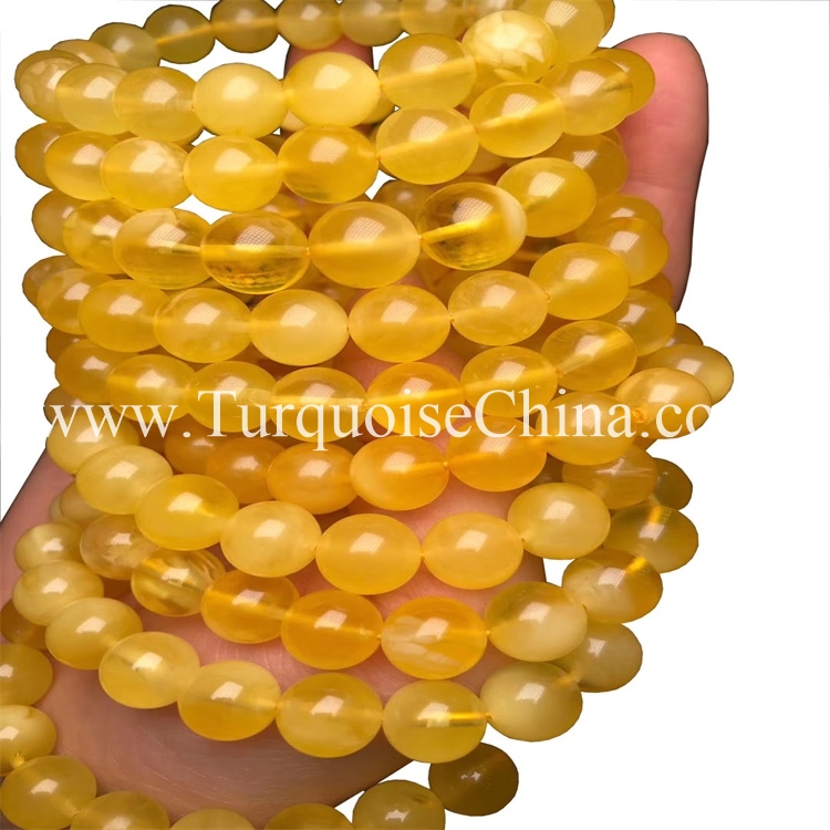 Genuine Yellow Amber Gemstone conglobate Beads Bracelet