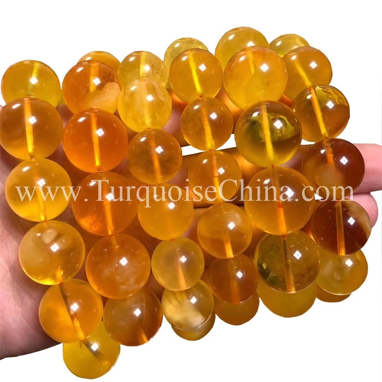 Natural Bright Yellow Amber Gemstone Conglobate Bracelet