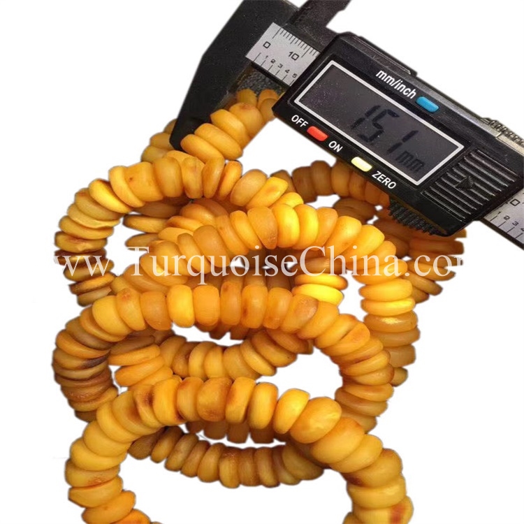 Lovely Yellow Amber Gemstone Oblate Beads Bracelet