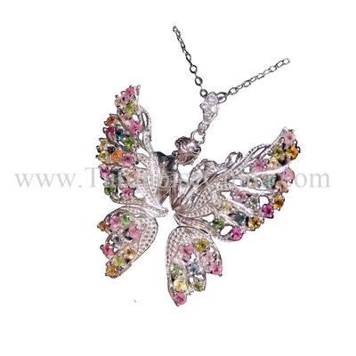 Brilliant Fashionable Pendant Butterfly-shaped Tourmaline Necklace