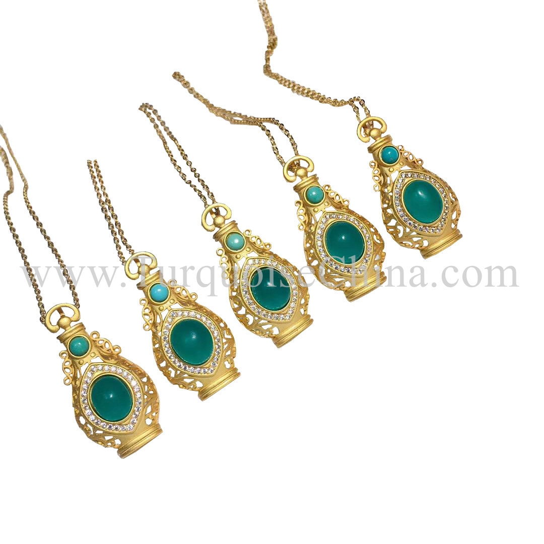 Natural Beauteous Turquoise Pendant Urceolate Amazonite And Turquoise Necklace