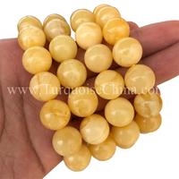 Antique Real Yellow Amber Gemstone Glazed Beads Bracelet For Women' Love