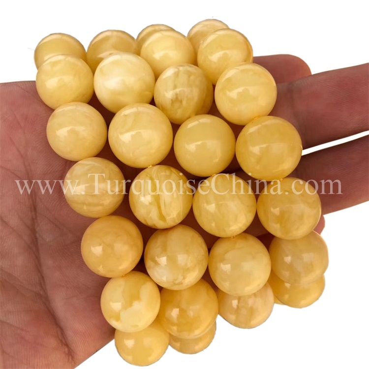 Genuine Natural Yellow Amber Gemstone Clear Beads Women Bracelet Certificate AA