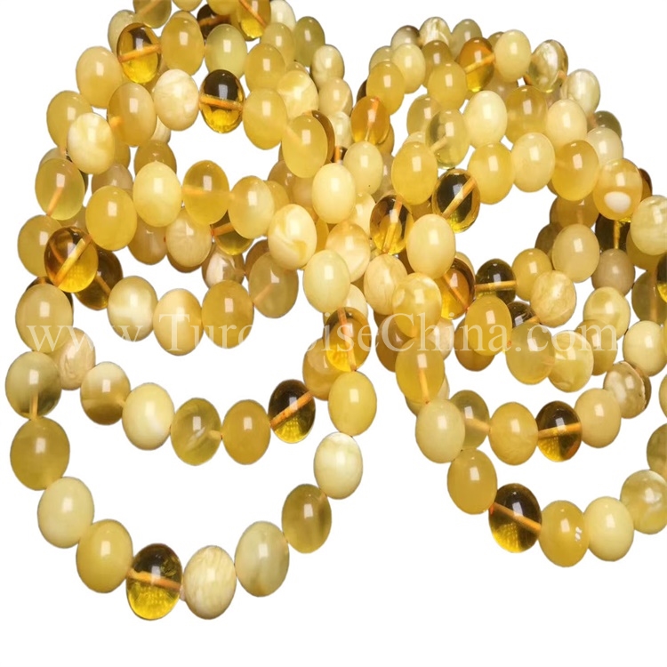 Exquisite Glossy Yellow Beeswax Bracelet Ball Amber For Nice Gift