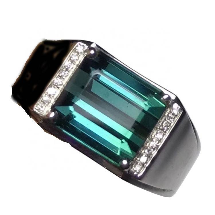 Wholesale Natural  rare Topaz Ring square shape Gemstone Jewelry For men