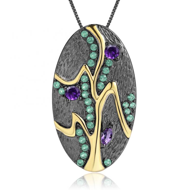 Gold Plated Turquoise Amethyst Necklace