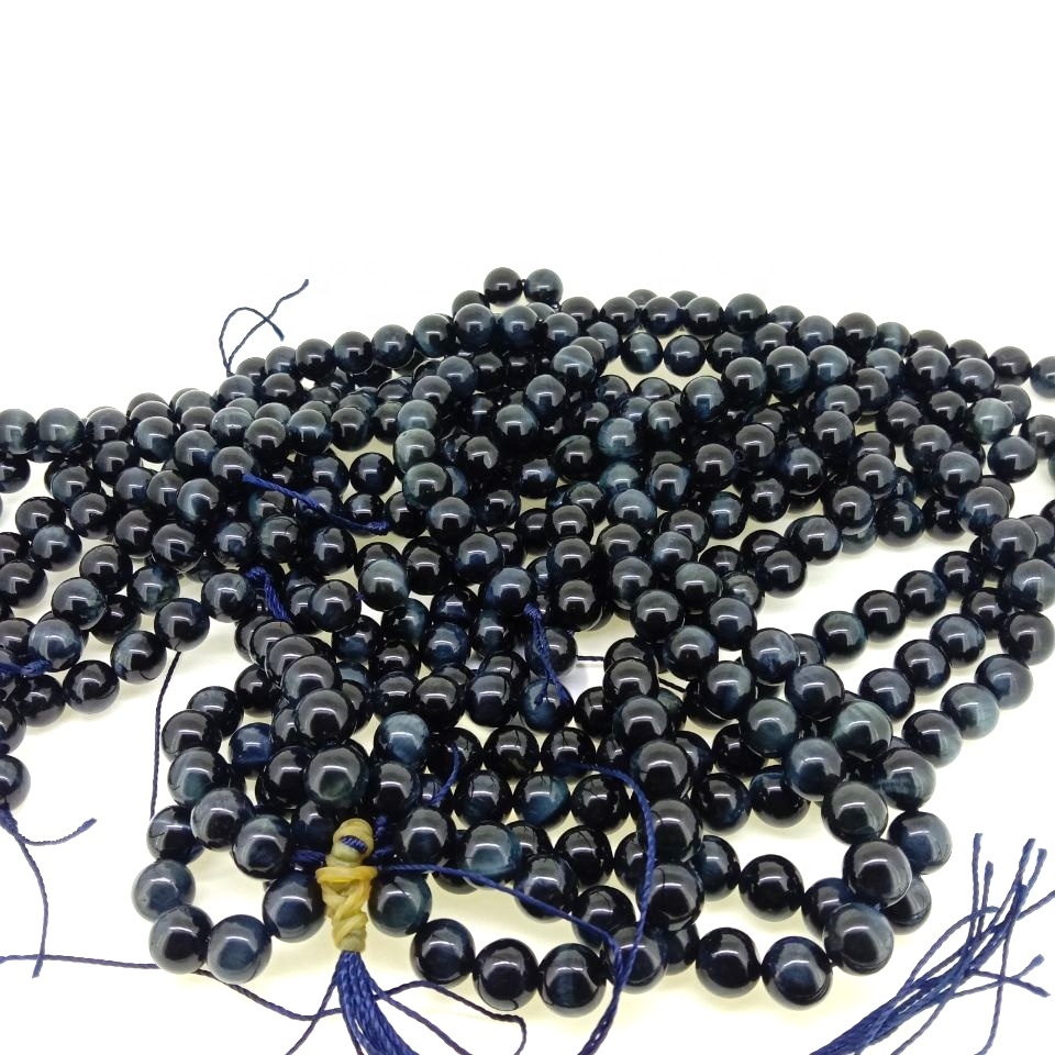 Blue Tiger With Cat Eye Beads 8mm Wholesale Round Gemstone