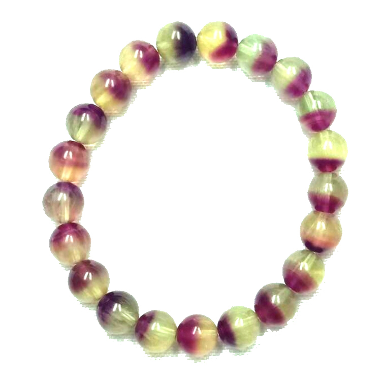 Natural Fluorite Crystal Bead Bracelet Stress Relieving