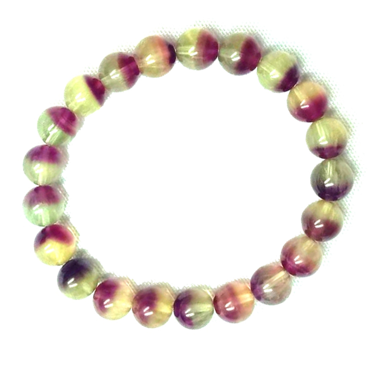 Natural Fluorite Crystal Bead Bracelet Stress Relieving