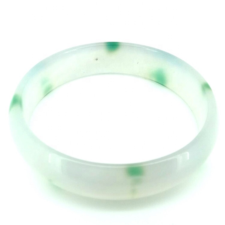 Natural jewelry white-green Agate gemstone woman man bangle best gift 53-63mm
