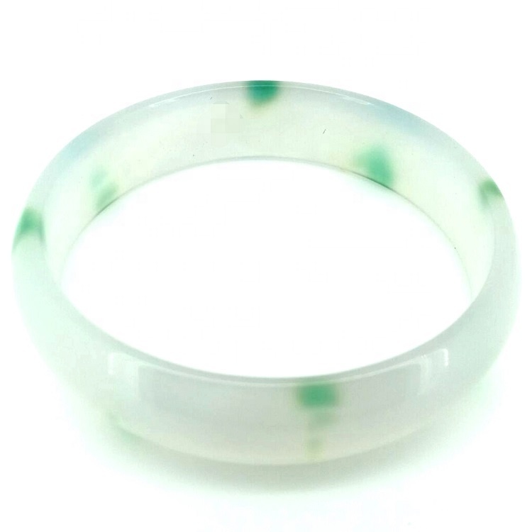 Natural jewelry white-green Agate gemstone woman man bangle best gift 53-63mm