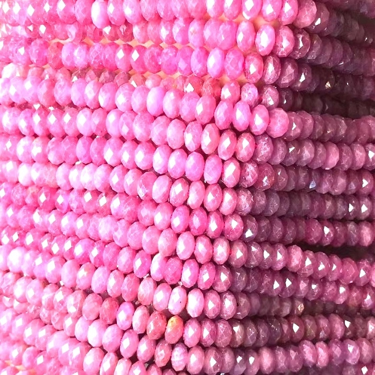 Natural South Africa Ruby Beads Faceted Rondlle Beads length 16 inch