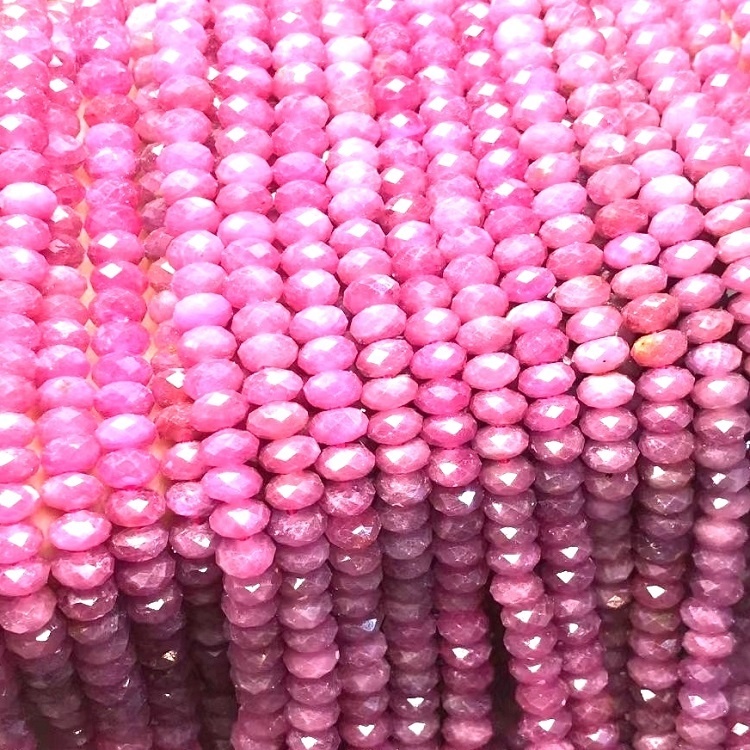 Natural South Africa Ruby Beads Faceted Rondlle Beads length 16 inch